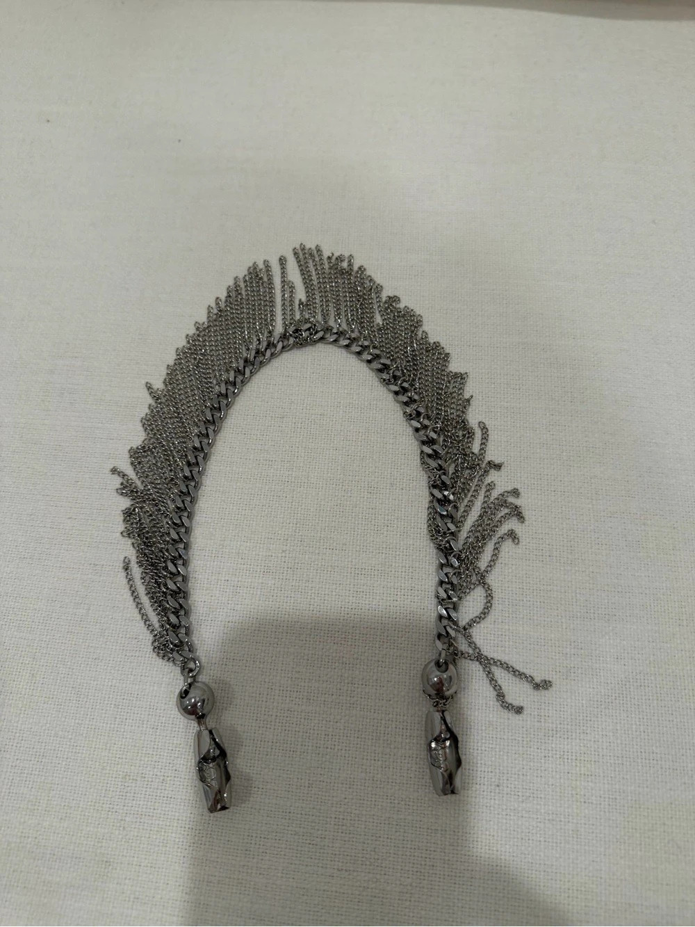 Ossa fringe wristlet in gunmetal silver